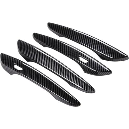 For Mazda 3 Mazda3 Axela 2020 Carbon Fiber Exterior Door Handle Cover Chromium Styling Moulding Frame Bezel Chrome Car Sticker