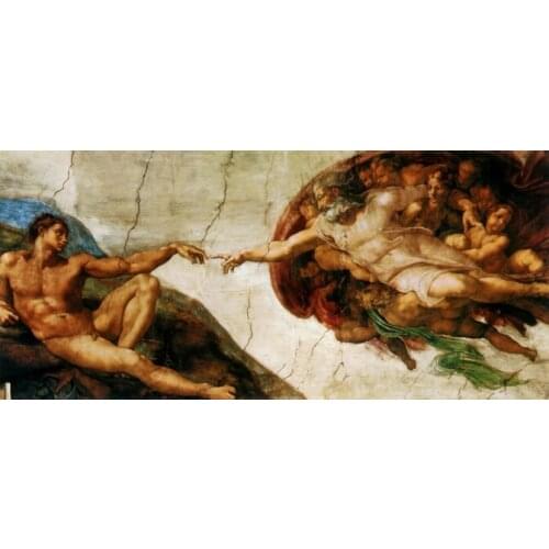 Canvas Prints by Michelangelo (Creation of Adam) famous oil painting printed canvas for hall Dd-6-RW(236) 90x40 cm