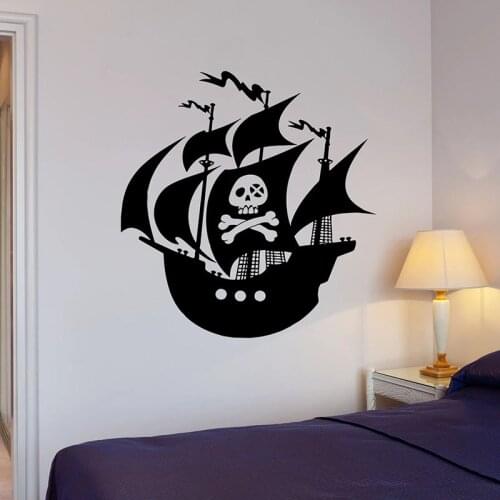 Pirates Ship Wall Decal Sea Ocean Adventure Sailors Door Window Vinyl Stickers Kids Boys Bedroom Nursery Interior Decor Art E285