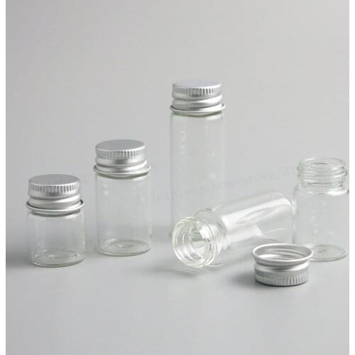 50 x Empty 5ml 6ml 7ml 10ml 14ml Clear Glass Bottle With Aluminum Cap 1/3oz Small Glass Small Vials For Essential Oil Use