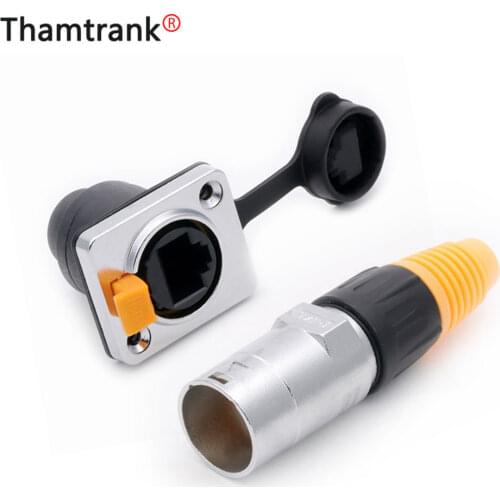 RJ45 plug socket screw type CAT5E waterproof connector panel mount metal ethernet PCB Network connector