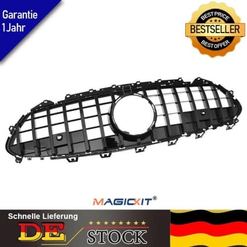 MagicKit Front Bumper Grille for Mercedes Benz CLS W257 19-ON GTR Style Gloss Black Grill