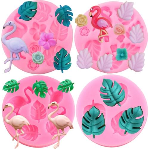 Turtle Leaf Flamingo Silicone Mold DIY Animal Cupcake Topper Fondant Cake Decorating Tools Chocolate Gumpaste Moulds Resin Molds