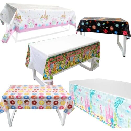 Kids Birthday Party Tablecloths Mermaid Unicorn Pink Table Cloths Disposable Tablecloth Jungle Animals Party Suppllies