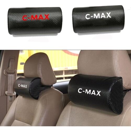 Carbon Fiber Texture PU Leather Auto Safety Pillow Car Auto Seat Head Neck Rest Cushion Headrest Pillow Pad For Ford Cmax C-max
