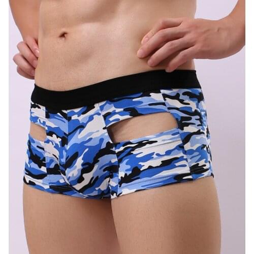 Boxer Shorts Mens Underwear Boxer Briefs Male Sexy Hollow Out Protruding Bag Gay Boxershorts Homme Breathable Cotton Panties Men