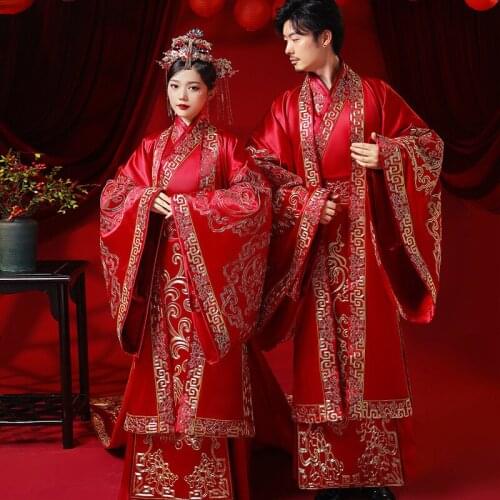 Lovers Embroidery Marriage Qipao Vintage Hanfu Costume Bride Wedding Dress Chinese Style Cheongsam