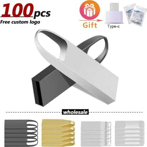 100pcs/lot mini USB 64GB 32GB metal usb 2.0 Flash Drive 16GB 8GB 4GB flash drive portable 128GB flash disk free custom logo gift
