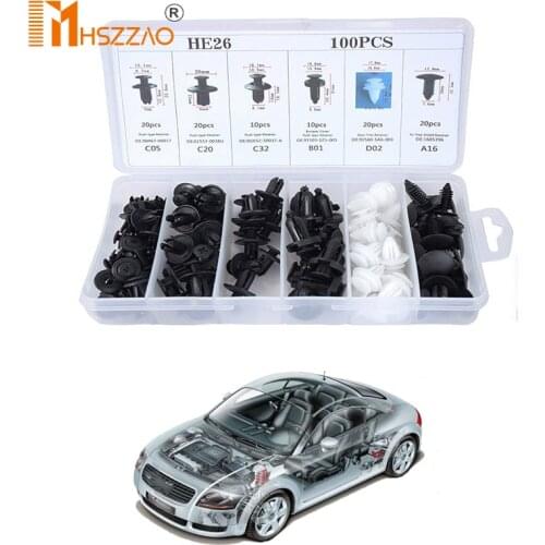 100 Pcs Universal Mixed Auto Fastener Car Bumper Clips Retainer Car Fastener Rivet Door Panel Liner For All Car