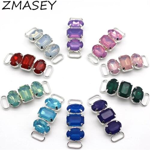 ZMASEY 6Pcs New Metal Crystal Bikini Connector Buckle Resin Slippers Chain DIY Handmade Accessories Decoration
