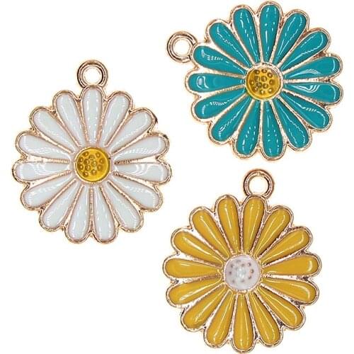 10pc 19x22mm enamel flower charms for jewelry making earring pendant bracelet necklace charms Necklace Earring Finding Handmade