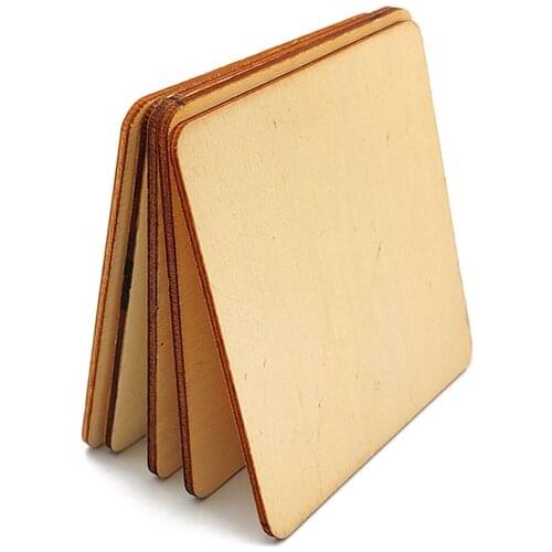 100pcs 80mm Unfinished Wood Pieces Square Shaped Blank Wood Slices Wooden Cutouts for DIY Crafts Painting Staining
