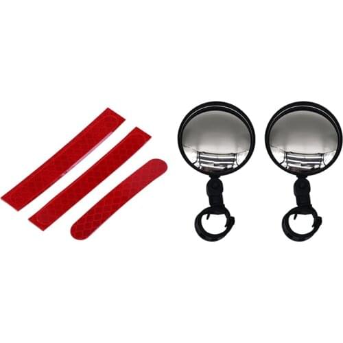 2 Set Electric Scooter Parts: 1 Set Wheel Tyre Cover Reflective Sticker & 1 Set Rearview Mirror