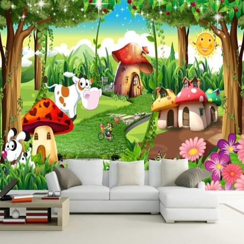 Custom 3D Photo Wallpaper Children Room Bedroom Cartoon Forest House Background Decoration Painting Wall Mural Papel De Parede
