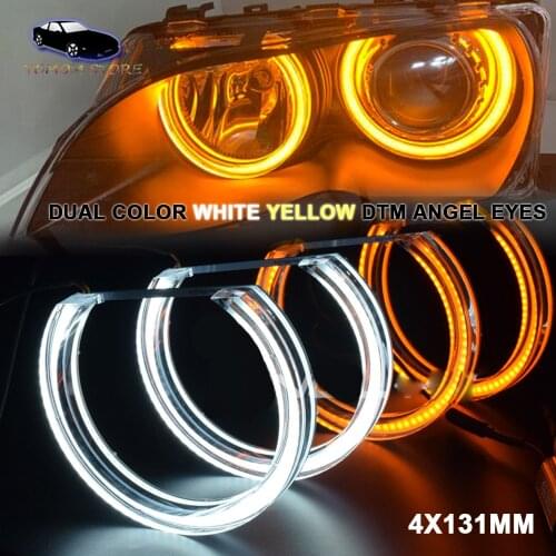 4Pcs Car Headlight DTM LED Angel Eyes White Yellow Light for BMW E36 E38 E39 E46 M3 Daytime Running Auto Accessories