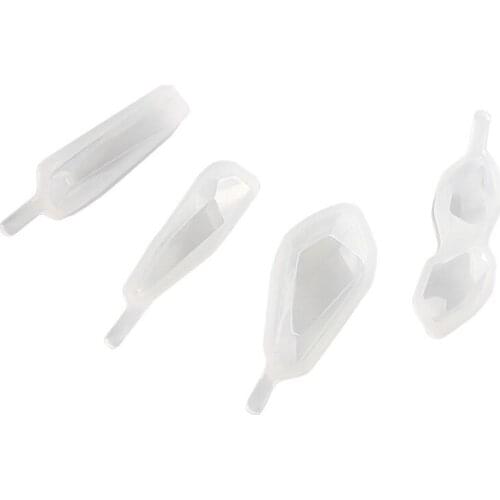 4Pcs Gem Crystal Silicone Resin Molds Earring Pendant Necklace Jewelry Tools