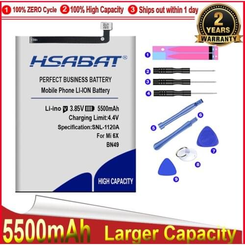 HSABAT 0 Cycle 5500mAh BN49 Battery for Xiaomi Redmi 7A High Quality Mobile Phone Replacement Accumulator