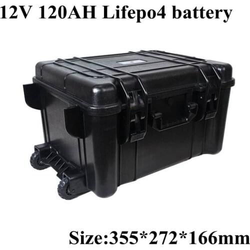 Lifepo4 12v 120AH Rechargeable Battery + Case 10A Charger for Electric Emergency Lighting Search Light Xenon Lamp Inverter