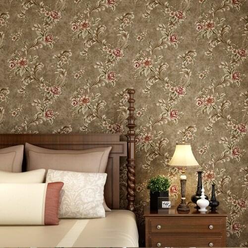 American wallpaper living room background wall paper study pure paper wallpaper retro bedroom warm big flower