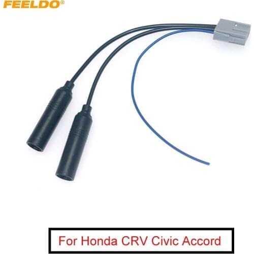 FEELDO 1Pc Car Stereo Radio Double Heads Male To Female Plug Antenna Adapter For Honda CRV Civic Radio Wire Cable