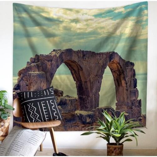 Boho Decor Tapestry View Watercolor Wall Hanging Dirt-resistant Functional Picnic Cloth Door Curtain Living Room Decoration