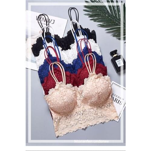 Sexy Lace Bras Lingerie Fashion Tops For Women Bras Push Up bralette Tube Tops Lace Strap Wrapped Chest lady Bralette 5colors