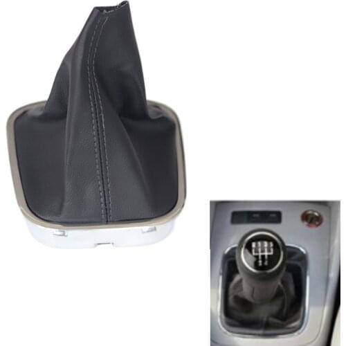 Leather Car Shift Gear Knob Lever Gaitor Boot Cover Frame Manual For VW POLO 6C 2011 2012 2013 2014 2015 2016 2017 2018 2019