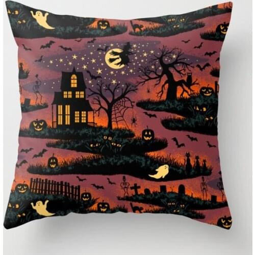 Halloween Night Decorative Pillow Cushion Covers Square Pillowcase for Sofa Cotton Linen Pillow Cover
