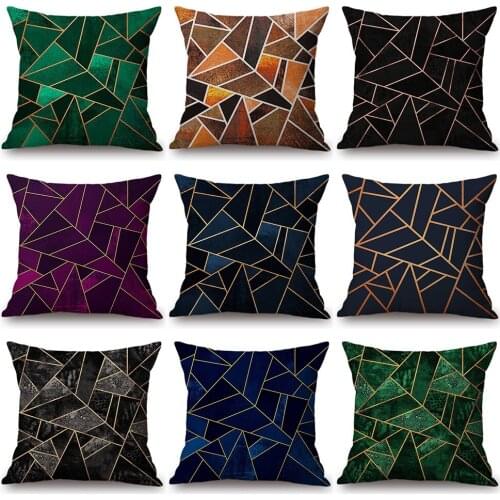 Double European Emerald Copper Geometric Sofa Throw Pillows Black Pink Blue Marble Stone Geometry Home Decorative Cushion Cover
