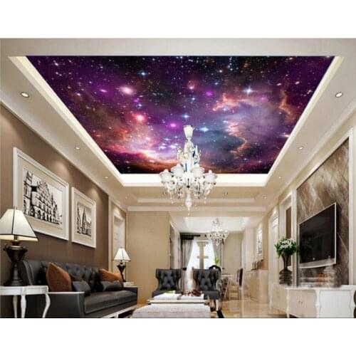 Fantasy colorful starry sky ceilings mural 3D Living Room Bedroom Ceiling Wallpaper Papel De Parede