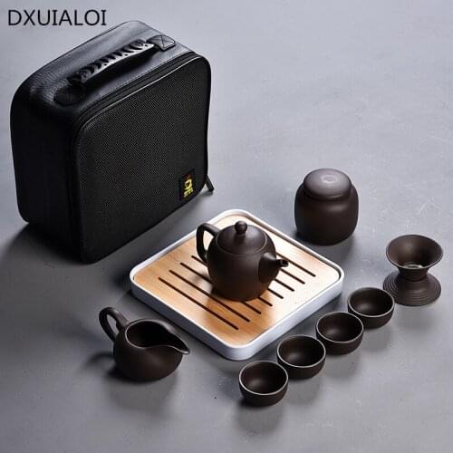 Chinese style Kung Fu Tea Set Lovely and easy teapot kettle Travel Ceramic Portable Teaset Ceramic Tray Coffee Cup tea pot gift