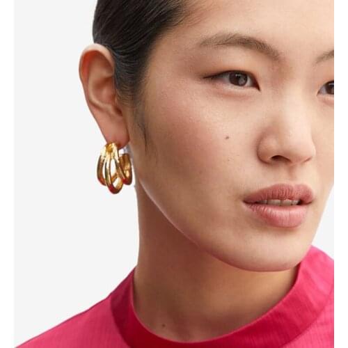 LEADERBEADS 2019 ZA Gold Circular Drop Earrings Female Vintage Metal Dangle Earrings for Womens Party Gift Wholesale Jewelry