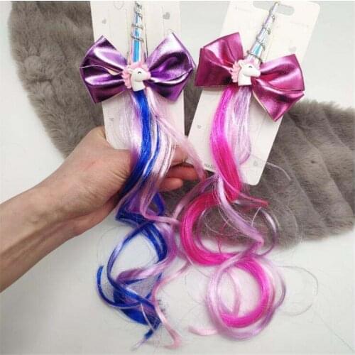 Girls Cute Colorful Wig Cartoon Unicorn Hair Clips Sweet Princess Hair Ornament Headband Hairpins Kids Hair Accessories