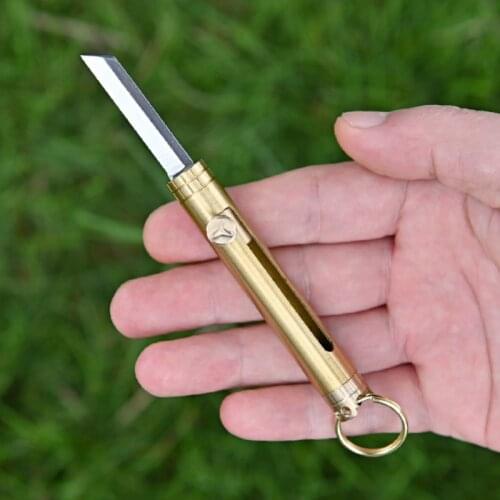 Mini EDC Detachable Knife Portable Paper Cutting Multi-function Mini Blade Knives Brass Pocket Key Rings Folding Knife New