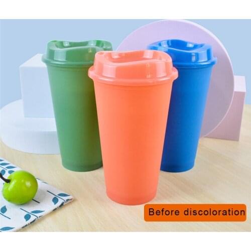 Color Changing Cups with Lids 473ml Reusable BPA Free Creative Hot Drink Cups for Kids xqmg Drinkware Mugs Kitchen Dining Bar