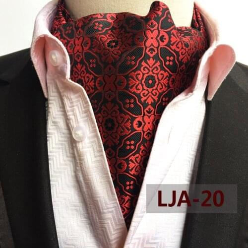Fashion Design Tie Luxury Elegant Orange Paisley Ascot Vintage Classic British Style Jacquard Woven Ascots for Adult
