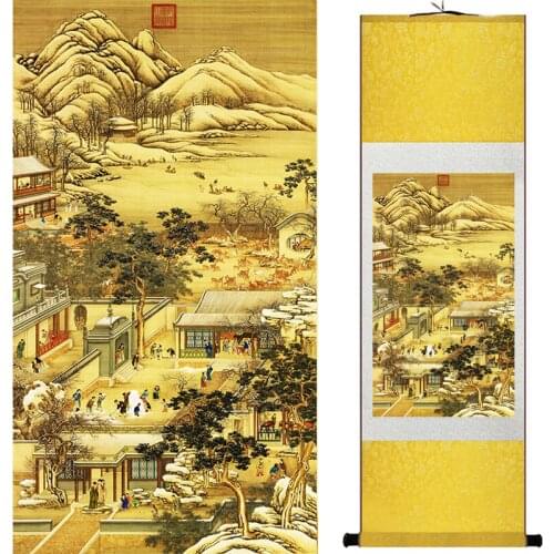Landscape painting Home Office Decoration Chinese scroll painting Mountains and river painting decoration painting 19051301