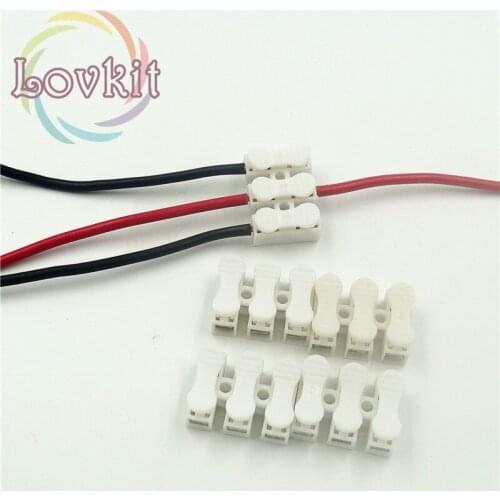 10pcs 3p Spring Connector wire with no welding no screws Quick Connectos cable clamp Terminal Block 3 Way Easy Fit for led strip