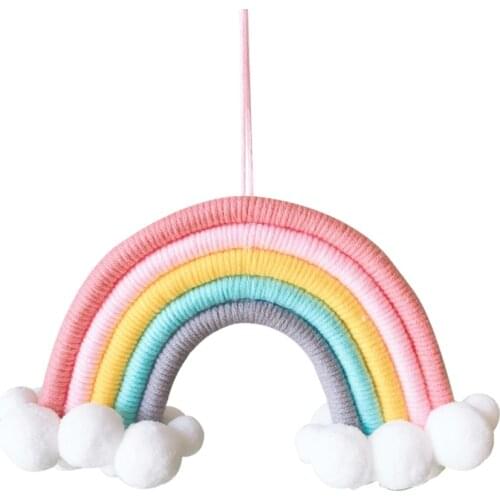 Hand-Woven Rainbow Ornaments Room Decorations Scandinavian Wall Hanging Decor Handmade Rainbow Felt Cloud For Photography