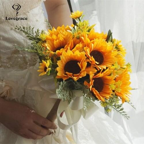 Silk Sunflowers Wedding Bouquet Flowers Marriage Accessories Small Bridal Bouquets Wedding Bouquets for Bridesmaids Decoration