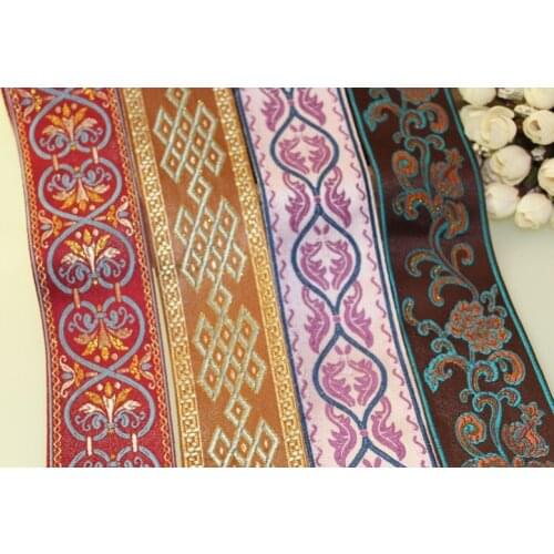 Mixed set 8yards/lot wide 6cm Woven Jacquard Ribbon classical design curtain and clothing accessory LS-9854