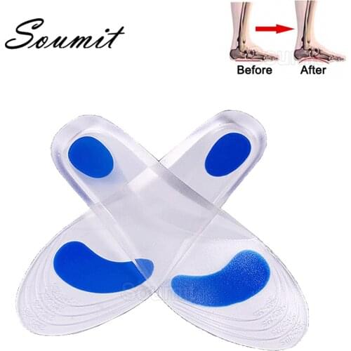 Silicone Gel Orthotic Insole for Man Women Flat Feet Arch Support Orthopedic Shoes Pad Massaging Shock Absorption Insert Cushion