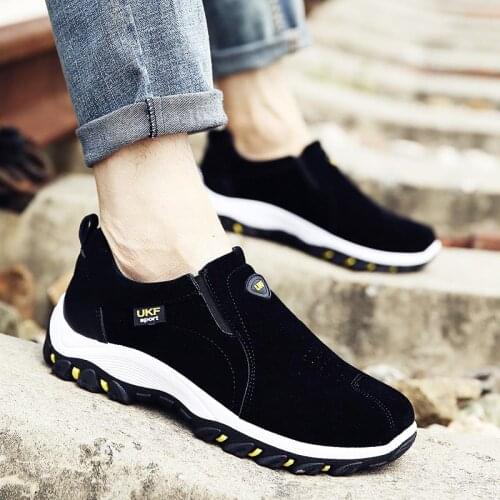 Outdoor Hard-wearing Running Shoes Man Elastic Laces Sneakers Men Sport Shoes Sports Sneakers Black Jogging Training Gym D-644