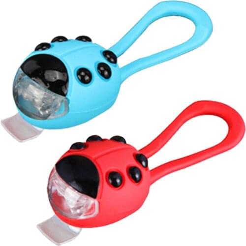2 Colors Silicone Ladybug Bicycle Light LED Bike Front Rear Light Night Children Balance Scooter Lamp Kid Stroller Headlight