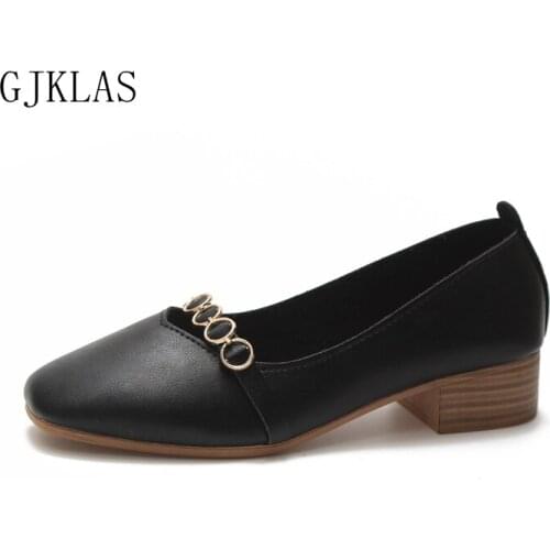 Square Toe Low Heels Women Pumps Wedding Dress Woman Heels 2021 Fashion New Arrival Simple Comfy Office Shoes Women Loafers