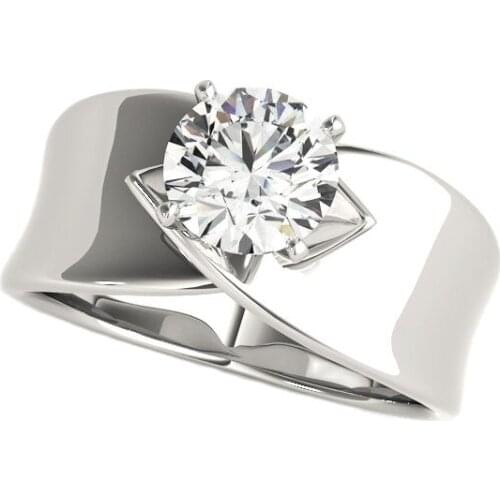 Adele 925 Sterling Silver Classic White Gem Round Cut SONA Ring Wedding Ring for Women Jewelry