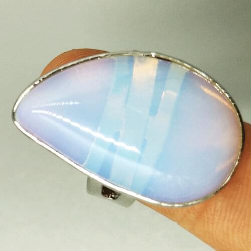 Free Shipping Women Fashion Jewelry Opal Opalite Water Drop Women Men Bead Ring 6.5~12" US Adjust C5252
