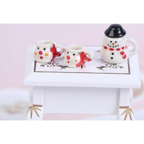 1Set 1:12 Dolls House Miniature Cups Pot Set Direction Furniture Toys Christmas Ceramics Coffee Tea Cups Dollhouse Accessory