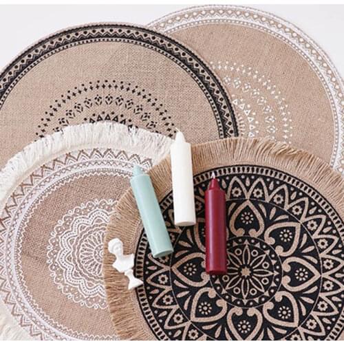 1Pcs Coffee Cup Mats Non-slip Round Shape Table Placemat Nordic Style Furniture Decoration Embroidery Heat Insulation