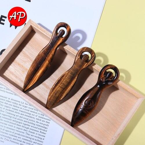 1pc Natural Quartz Crafts Mineral Gem Stone Yellow Tiger Eye Statue of Liberty Sculpture Crystal Decorate Gift